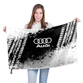 Флаг 3D с принтом Audi abstract sport в Тюмени, 100% полиэстер | плотность ткани — 95 г/м2, размер — 67 х 109 см. Принт наносится с одной стороны | ауди | кольца | лого | машина