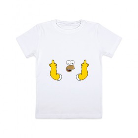 Детская футболка хлопок с принтом Гомер в Тюмени, 100% хлопок | круглый вырез горловины, полуприлегающий силуэт, длина до линии бедер | homer | simpsons | гомер