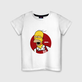 Детская футболка хлопок с принтом Гомер Симпсон в Тюмени, 100% хлопок | круглый вырез горловины, полуприлегающий силуэт, длина до линии бедер | 