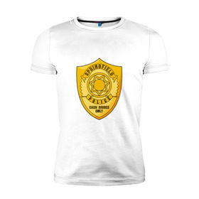 Мужская футболка премиум с принтом Полиция Спрингфилда в Тюмени, 92% хлопок, 8% лайкра | приталенный силуэт, круглый вырез ворота, длина до линии бедра, короткий рукав | Тематика изображения на принте: police | simpsons | springfield