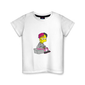 Детская футболка хлопок с принтом Bart Lili Peep в Тюмени, 100% хлопок | круглый вырез горловины, полуприлегающий силуэт, длина до линии бедер | bart simpson | lil peep | барт симпсон | лил пип
