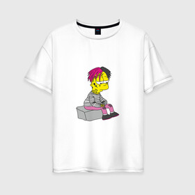 Женская футболка хлопок Oversize с принтом Bart Lili Peep в Тюмени, 100% хлопок | свободный крой, круглый ворот, спущенный рукав, длина до линии бедер
 | bart simpson | lil peep | барт симпсон | лил пип