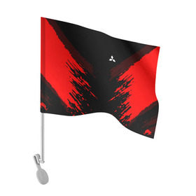 Флаг для автомобиля с принтом Mitsubishi SPORT в Тюмени, 100% полиэстер | Размер: 30*21 см |  машина | марка | митсубиси