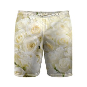 Мужские шорты 3D спортивные с принтом Белые розы в Тюмени,  |  | 