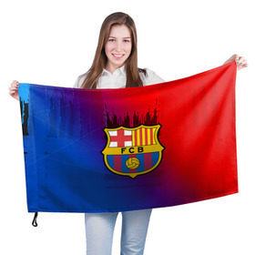 Флаг 3D с принтом FC Barcelona color sport в Тюмени, 100% полиэстер | плотность ткани — 95 г/м2, размер — 67 х 109 см. Принт наносится с одной стороны | football | soccer | барселона