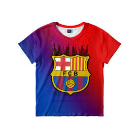 Детская футболка 3D с принтом FC Barcelona color sport в Тюмени, 100% гипоаллергенный полиэфир | прямой крой, круглый вырез горловины, длина до линии бедер, чуть спущенное плечо, ткань немного тянется | football | soccer | барселона