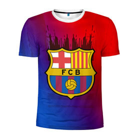 Мужская футболка 3D спортивная с принтом FC Barcelona color sport в Тюмени, 100% полиэстер с улучшенными характеристиками | приталенный силуэт, круглая горловина, широкие плечи, сужается к линии бедра | football | soccer | барселона