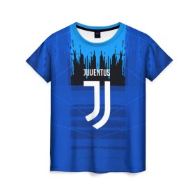 Женская футболка 3D с принтом FC Juventus color abstract в Тюмени, 100% полиэфир ( синтетическое хлопкоподобное полотно) | прямой крой, круглый вырез горловины, длина до линии бедер | 