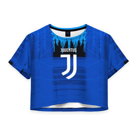 Женская футболка 3D укороченная с принтом FC Juventus color abstract в Тюмени, 100% полиэстер | круглая горловина, длина футболки до линии талии, рукава с отворотами | 