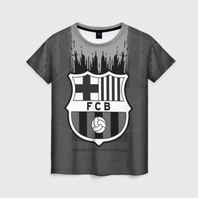Женская футболка 3D с принтом FC Barcelona abstract color в Тюмени, 100% полиэфир ( синтетическое хлопкоподобное полотно) | прямой крой, круглый вырез горловины, длина до линии бедер | 