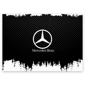 Поздравительная открытка с принтом Mercedes-Benz в Тюмени, 100% бумага | плотность бумаги 280 г/м2, матовая, на обратной стороне линовка и место для марки
 | auto | automobile | car | machine | mercedes | motor | motor car | sport car | автомашина | бренд | легковой автомобиль | марка | спортивный автомобиль | тачка