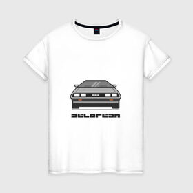 Женская футболка хлопок с принтом Delorean в Тюмени, 100% хлопок | прямой крой, круглый вырез горловины, длина до линии бедер, слегка спущенное плечо | car | delorian | автомобиль