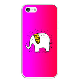 Чехол для iPhone 5/5S матовый с принтом Радужный слоник в Тюмени, Силикон | Область печати: задняя сторона чехла, без боковых панелей | детские | животные | слон | слоник | слоны