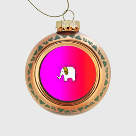 Стеклянный ёлочный шар с принтом Радужный слоник в Тюмени, Стекло | Диаметр: 80 мм | Тематика изображения на принте: детские | животные | слон | слоник | слоны