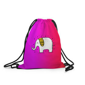 Рюкзак-мешок 3D с принтом Радужный слоник в Тюмени, 100% полиэстер | плотность ткани — 200 г/м2, размер — 35 х 45 см; лямки — толстые шнурки, застежка на шнуровке, без карманов и подкладки | детские | животные | слон | слоник | слоны