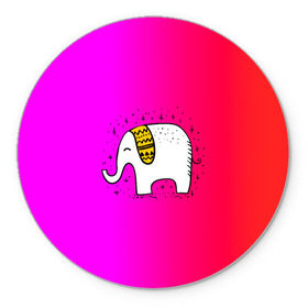 Коврик для мышки круглый с принтом Радужный слоник в Тюмени, резина и полиэстер | круглая форма, изображение наносится на всю лицевую часть | Тематика изображения на принте: детские | животные | слон | слоник | слоны