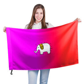 Флаг 3D с принтом Радужный слоник в Тюмени, 100% полиэстер | плотность ткани — 95 г/м2, размер — 67 х 109 см. Принт наносится с одной стороны | детские | животные | слон | слоник | слоны