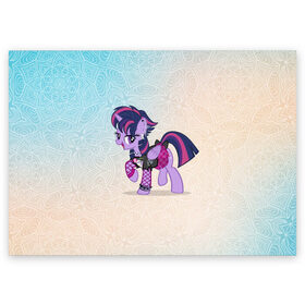 Поздравительная открытка с принтом My Little Pony в Тюмени, 100% бумага | плотность бумаги 280 г/м2, матовая, на обратной стороне линовка и место для марки
 | мой маленький пони | мультфильм