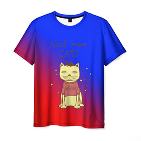 Мужская футболка 3D с принтом Нужен еще котик в Тюмени, 100% полиэфир | прямой крой, круглый вырез горловины, длина до линии бедер | cat | взгляд | кот | кот хипстер | котёнок | котятки | котятушки | кошечки | кошка | мордочка