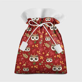 Подарочный 3D мешок с принтом Совушки в лесу в Тюмени, 100% полиэстер | Размер: 29*39 см | Тематика изображения на принте: owl | в лесу | глаза | красный | лес | сова | совушки | совы | хищник