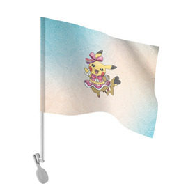 Флаг для автомобиля с принтом Пикачу в Тюмени, 100% полиэстер | Размер: 30*21 см | pokemon | мультфильм | пикачу | покемон | фэнтези