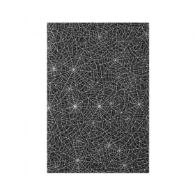 Обложка для паспорта матовая кожа с принтом Паутина в Тюмени, натуральная матовая кожа | размер 19,3 х 13,7 см; прозрачные пластиковые крепления | белый | паттрен | паутинка | узор | хеллоуин | черный