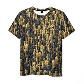 Мужская футболка 3D с принтом Шахматы в Тюмени, 100% полиэфир | прямой крой, круглый вырез горловины, длина до линии бедер | игра | настолка | настольная | паттерн | пешка | толпа | ферзь | фигуры