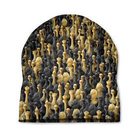 Шапка 3D с принтом Шахматы в Тюмени, 100% полиэстер | универсальный размер, печать по всей поверхности изделия | игра | настолка | настольная | паттерн | пешка | толпа | ферзь | фигуры