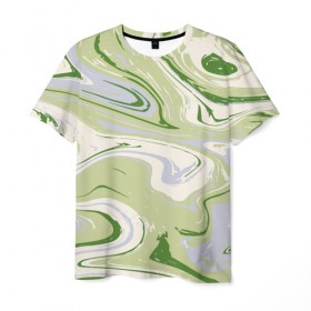 Мужская футболка 3D с принтом marble green в Тюмени, 100% полиэфир | прямой крой, круглый вырез горловины, длина до линии бедер | abstraction | color | marble | texture | абстракция | краска | краски | разводы | текстура | цвет