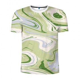 Мужская футболка 3D спортивная с принтом marble green в Тюмени, 100% полиэстер с улучшенными характеристиками | приталенный силуэт, круглая горловина, широкие плечи, сужается к линии бедра | abstraction | color | marble | texture | абстракция | краска | краски | разводы | текстура | цвет