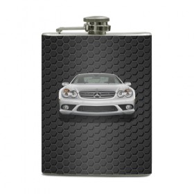 Фляга с принтом Mercedes AMG в Тюмени, металлический корпус | емкость 0,22 л, размер 125 х 94 мм. Виниловая наклейка запечатывается полностью | 