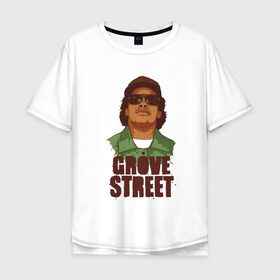 Мужская футболка хлопок Oversize с принтом grove street в Тюмени, 100% хлопок | свободный крой, круглый ворот, “спинка” длиннее передней части | eazy e | gta | raiders | san andreas | райдер