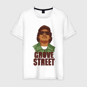 Мужская футболка хлопок с принтом grove street в Тюмени, 100% хлопок | прямой крой, круглый вырез горловины, длина до линии бедер, слегка спущенное плечо. | eazy e | gta | raiders | san andreas | райдер