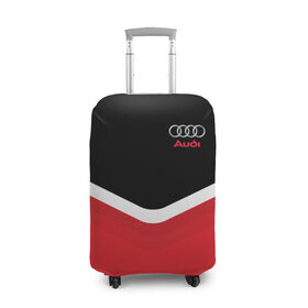 Чехол для чемодана 3D с принтом Audi Black & Red в Тюмени, 86% полиэфир, 14% спандекс | двустороннее нанесение принта, прорези для ручек и колес | audi | ауди | кольца | красный | машина | черный