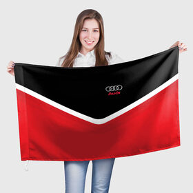Флаг 3D с принтом Audi Black & Red в Тюмени, 100% полиэстер | плотность ткани — 95 г/м2, размер — 67 х 109 см. Принт наносится с одной стороны | audi | ауди | кольца | красный | машина | черный