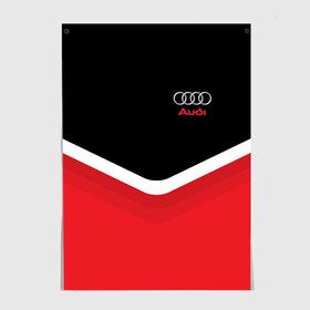 Постер с принтом Audi Black & Red в Тюмени, 100% бумага
 | бумага, плотность 150 мг. Матовая, но за счет высокого коэффициента гладкости имеет небольшой блеск и дает на свету блики, но в отличии от глянцевой бумаги не покрыта лаком | audi | ауди | кольца | красный | машина | черный