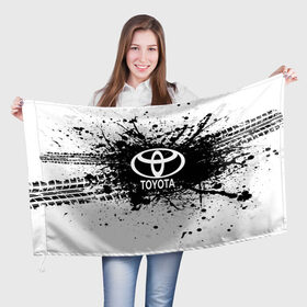 Флаг 3D с принтом Toyota в Тюмени, 100% полиэстер | плотность ткани — 95 г/м2, размер — 67 х 109 см. Принт наносится с одной стороны | auto | automobile | car | carbon | machine | motor | motor car | sport car | toyota | автомашина | бренд | легковой автомобиль | марка | спортивный автомобиль | тачка