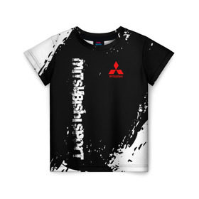 Детская футболка 3D с принтом MITSUBISHI SPORT в Тюмени, 100% гипоаллергенный полиэфир | прямой крой, круглый вырез горловины, длина до линии бедер, чуть спущенное плечо, ткань немного тянется | mitsubishi | sport | митсубиси | митсубиши | спорт