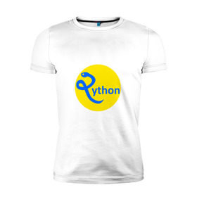 Мужская футболка премиум с принтом Python - язык программирования в Тюмени, 92% хлопок, 8% лайкра | приталенный силуэт, круглый вырез ворота, длина до линии бедра, короткий рукав | python | змея | питон | программирование | программист | сисадмин | системный администратор | язык