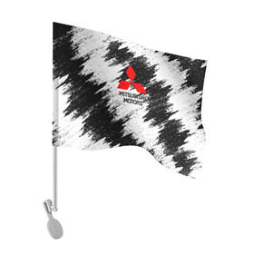Флаг для автомобиля с принтом Mitsubishi в Тюмени, 100% полиэстер | Размер: 30*21 см |  машина | марка | митсубиси
