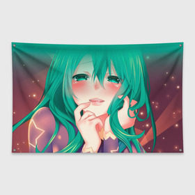 Флаг-баннер с принтом Miku Ahegao в Тюмени, 100% полиэстер | размер 67 х 109 см, плотность ткани — 95 г/м2; по краям флага есть четыре люверса для крепления | вокалоид | зеленоволосая девушка | мику ахегао | хатсуне мику