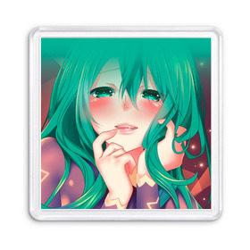 Магнит 55*55 с принтом Miku Ahegao в Тюмени, Пластик | Размер: 65*65 мм; Размер печати: 55*55 мм | вокалоид | зеленоволосая девушка | мику ахегао | хатсуне мику