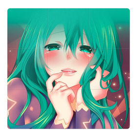 Магнитный плакат 3Х3 с принтом Miku Ahegao в Тюмени, Полимерный материал с магнитным слоем | 9 деталей размером 9*9 см | вокалоид | зеленоволосая девушка | мику ахегао | хатсуне мику