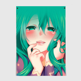 Постер с принтом Miku Ahegao в Тюмени, 100% бумага
 | бумага, плотность 150 мг. Матовая, но за счет высокого коэффициента гладкости имеет небольшой блеск и дает на свету блики, но в отличии от глянцевой бумаги не покрыта лаком | вокалоид | зеленоволосая девушка | мику ахегао | хатсуне мику