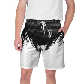 Мужские шорты 3D с принтом Juventus black 2018 в Тюмени,  полиэстер 100% | прямой крой, два кармана без застежек по бокам. Мягкая трикотажная резинка на поясе, внутри которой широкие завязки. Длина чуть выше колен | 