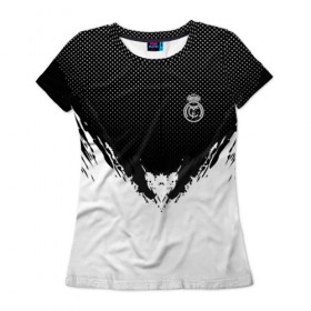 Женская футболка 3D с принтом Real Madrid black 2018 в Тюмени, 100% полиэфир ( синтетическое хлопкоподобное полотно) | прямой крой, круглый вырез горловины, длина до линии бедер | football | soccer | реал мадрид