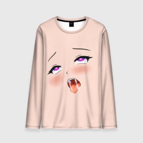 Мужской лонгслив 3D с принтом Ahegao Face в Тюмени, 100% полиэстер | длинные рукава, круглый вырез горловины, полуприлегающий силуэт | 