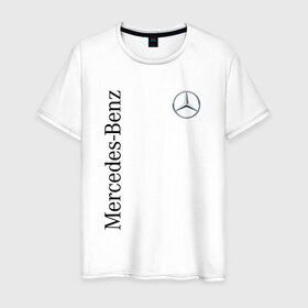 Мужская футболка хлопок с принтом Mercedes-Benz в Тюмени, 100% хлопок | прямой крой, круглый вырез горловины, длина до линии бедер, слегка спущенное плечо. | benz | mercedes | авто | автомобиль | бенз | мерседес