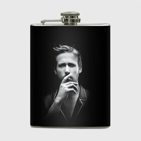 Фляга с принтом Ryan Gosling в Тюмени, металлический корпус | емкость 0,22 л, размер 125 х 94 мм. Виниловая наклейка запечатывается полностью | Тематика изображения на принте: ryan gosling | актер | райан гослинг