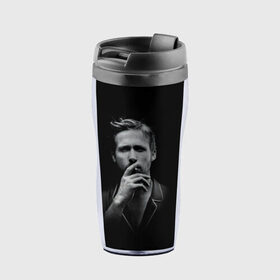 Термокружка-непроливайка с принтом Ryan Gosling в Тюмени, внутренняя часть — пищевой пластик, наружная часть — прозрачный пластик, между ними — полиграфическая вставка с рисунком | объем — 350 мл, герметичная крышка | ryan gosling | актер | райан гослинг
